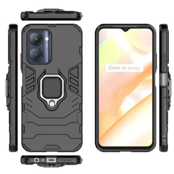 Case for Realme C33, Kickstand Ring, black