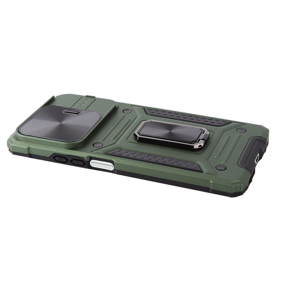 Armored Case for Xiaomi Redmi Note 13 5G, CamShield Slide, green + Tempered Glass 9H