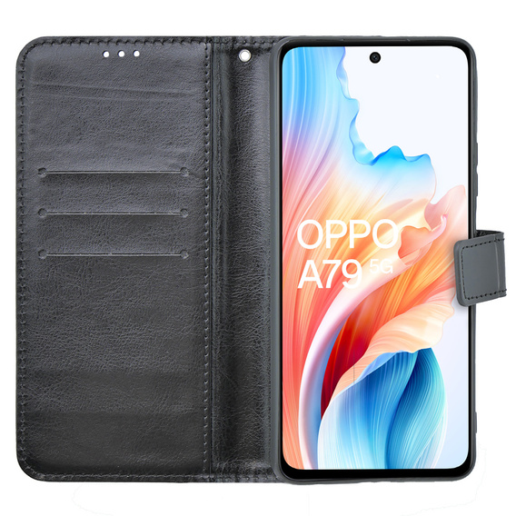 Flip case for Oppo A79 5G, Crazy Horse Wallet, black