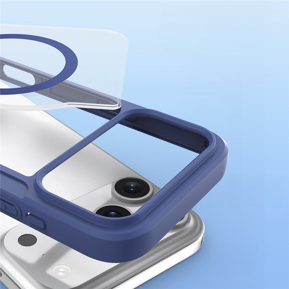 Dux Ducis case for iPhone 17 Pro, Skin X Pro, with flap, for MagSafe, navy blue