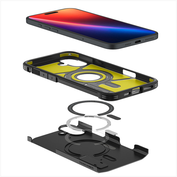 Spigen case for iPhone 16 Plus, Tough Armor Mag MagSafe, black + 9H Tempered Glass