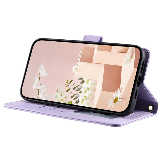 Flip case for iPhone 16 Plus, Rhombus Crossbody Leather, purple