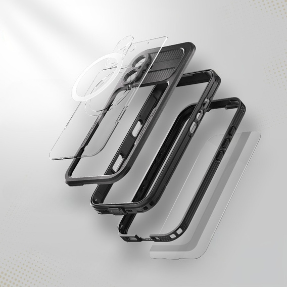 IP68 Waterproof Case for iPhone 16, SHELLBOX MagSafe, black