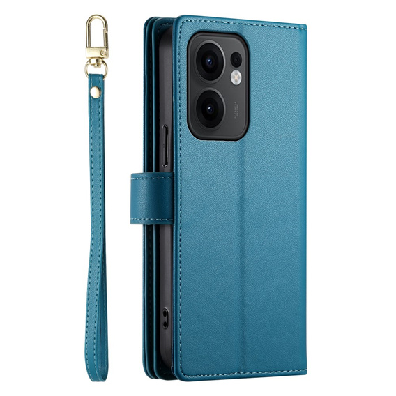 Flip case for Oppo Reno 13F 5G, Wallet Zipper Pocket, blue