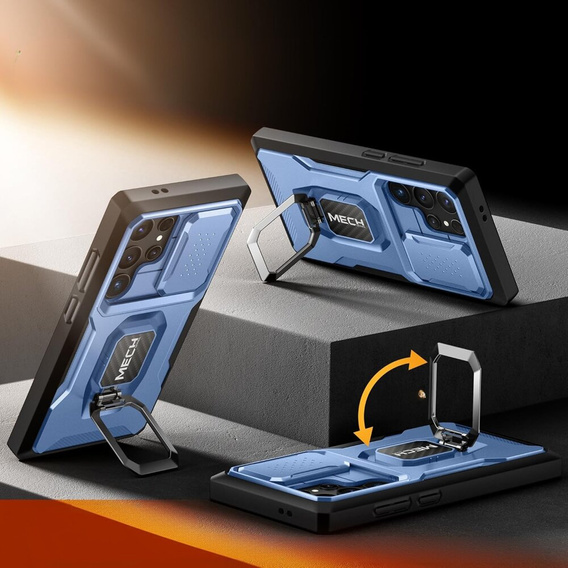 Case for Samsung Galaxy S24, Tongate MECH ring holder stand, blue