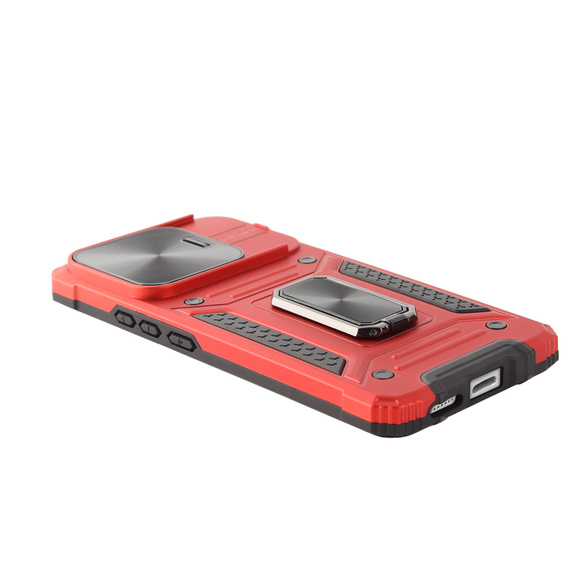 Armored Case for Xiaomi Redmi Note 13 Pro 5G, CamShield Slide, red + Tempered Glass 9H