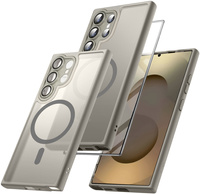 Case for Samsung Galaxy S25 Ultra, for MagSafe, ERBORD Matt Case, titanium grey + Screen Glass