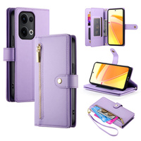 Flip case for Oppo Reno 13 5G, Wallet Zipper Pocket, purple