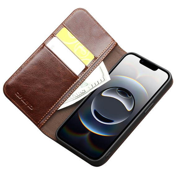 Flip case for Iphone 16E, QIALINO Leather Wallet, brown