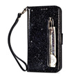 Flip case for Huawei P20 Lite, Glitter Zipper Wallet, black