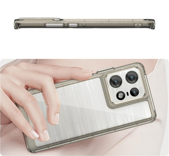 Case for Motorola Edge 50 Pro, Fusion Hybrid, transparent / gray