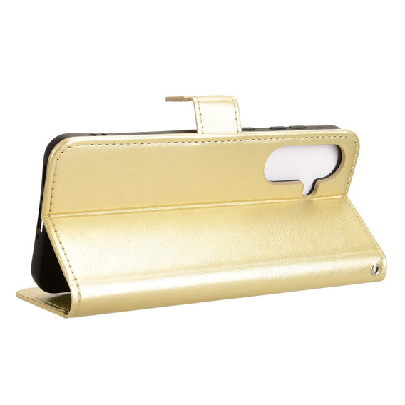 Flip case for Samsung Galaxy A56, Crazy Horse Wallet, gold