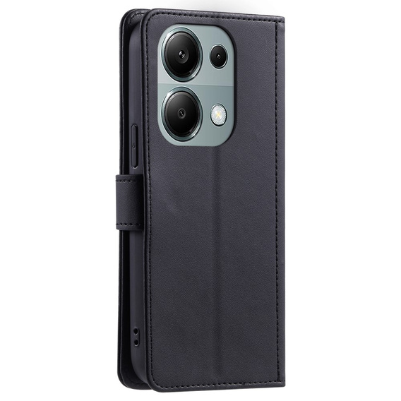 Flip case for Xiaomi Redmi Note 13 Pro 4G / Xiaomi Redmi Note 14S / Xiaomi Poco M6 Pro 4G, Rhombus Crossbody Leather, black