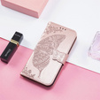 Flip case for Motorola Moto G15 / Motorola Moto G15 Power, Butterfly, pink rose gold