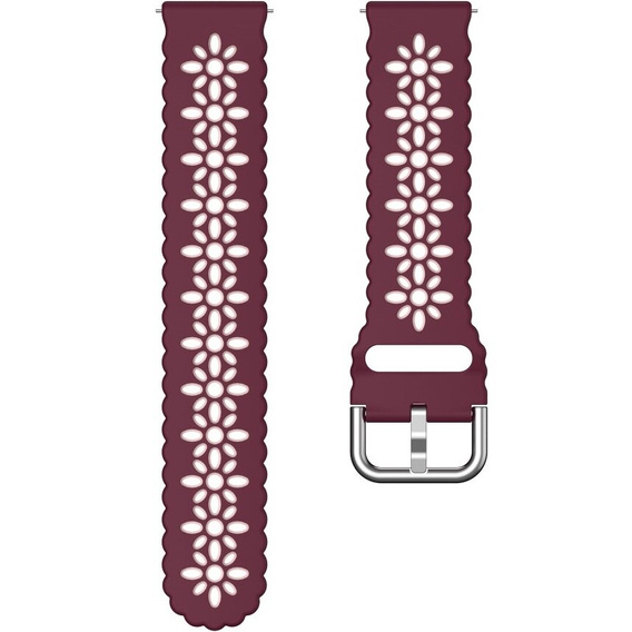 Universal 20mm Soft Hollowed-out Silicone Strap, maroon/pink