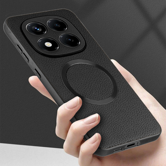 Case for Xiaomi Redmi Note 14 Pro 5G, Leather Hybrid MagSafe, black