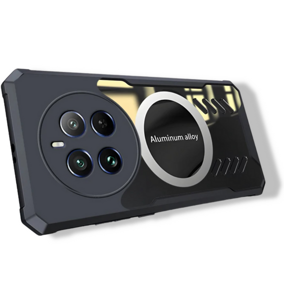 Case for Realme 12 Pro 5G / 12 Pro+ 5G, with magnetic sheet, transparent / black