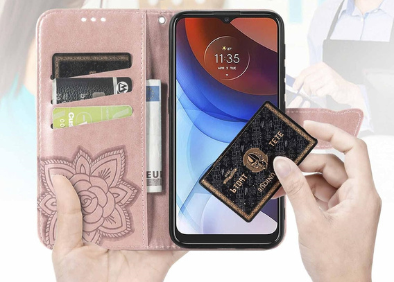 Flip case for Oppo Reno 13F / Oppo Reno 13FS, Butterfly, pink rose gold