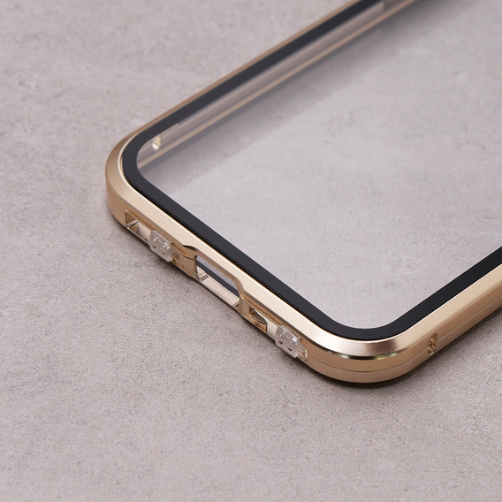 Case for iPhone 13, Magnetic Dual Glass, gold