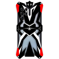 Armored case for Samsung Galaxy S22 Ultra 5G, Aluminum Alloy, black / red