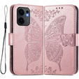 Flip case for Oppo Reno 13F / Oppo Reno 13FS, Butterfly, pink rose gold