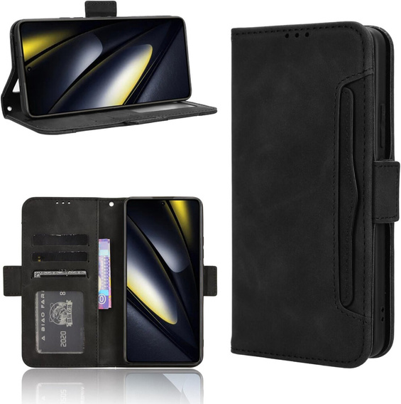 Flip case for Xiaomi Poco F6, Card Slot, black