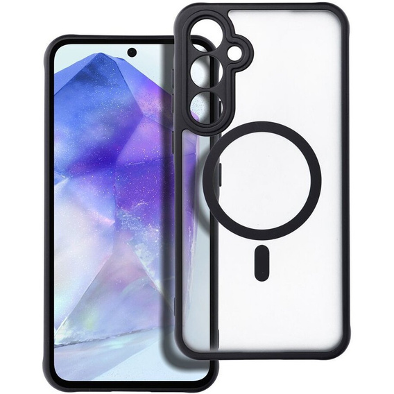 Case for Samsung Galaxy A55, for MagSafe, ERBORD Matt Case, black + Screen Glass