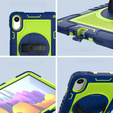 Armoured case for Xiaomi Redmi Pad 2, with stand and shoulder strap – navy blue and green