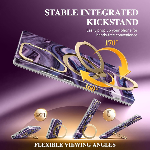 GVIEWIN MagSafe Stand Case for Samsung Galaxy S25 Ultra – Quicksand/Purple