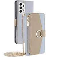 Flip case for Samsung Galaxy A53 5G, Wallet Zipper Pocket, with mirror, blue