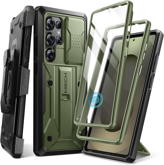 Rugged Case for Samsung Galaxy S25 Ultra – Tongate MECH Series Belt Clip, green