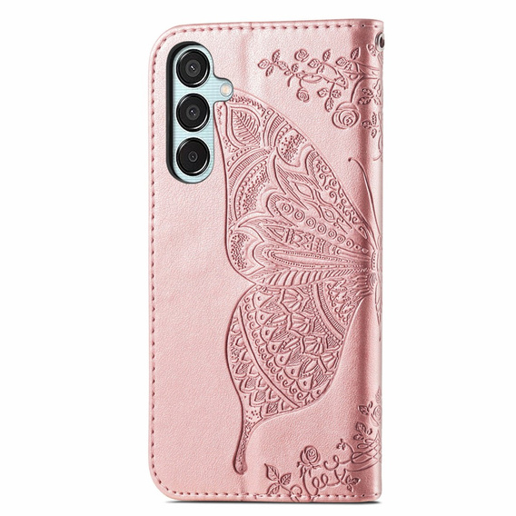 Flip case for Samsung Galaxy M15 5G, Butterfly, pink rose gold