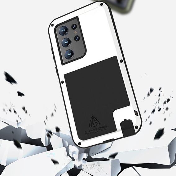 Love Mei Case for Samsung Galaxy S23 Ultra, armored without glass, white