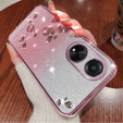 Case for Oppo A78 4G, Glitter Flower, pink rose gold