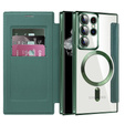 Flip case for Samsung Galaxy S22 Ultra 5G, RFID Wallet MagSafe CamShield, green