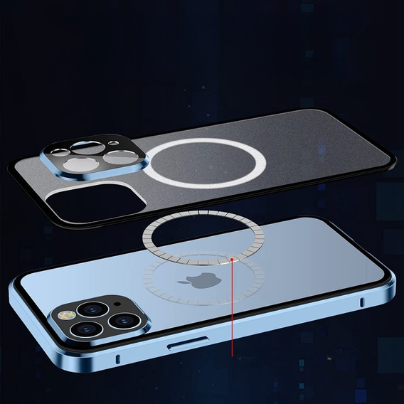 Magnetic Dual Glass MagSafe case for iPhone 13 Pro, blue