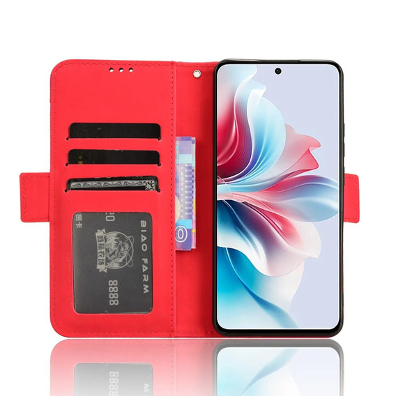 Flip case for Oppo Reno 11F 5G, Card Slot, red