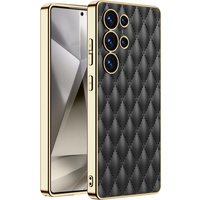 Case for Samsung Galaxy S25 Ultra, Leather Rhombus, black