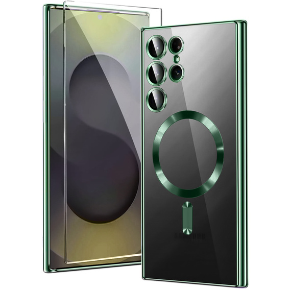 Case for Samsung Galaxy S25 Ultra, Electro MagSafe, green + Screen Glass