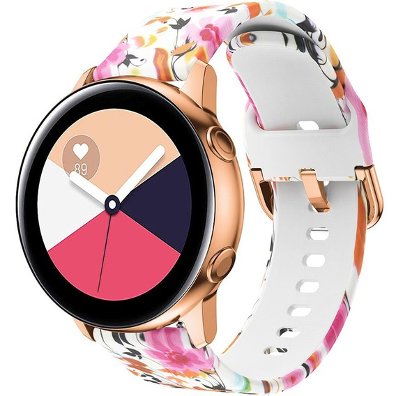 Silicone Strap for Samsung Galaxy Watch Active 20mm, Bird and Flower
