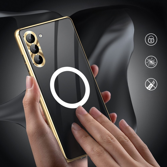 Magnetic Dual Glass MagSafe case for Samsung Galaxy S24+ Plus, gold