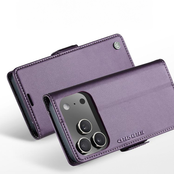 ERBORD Glossy Litchi wallet case with flap for iPhone 17 Pro Max