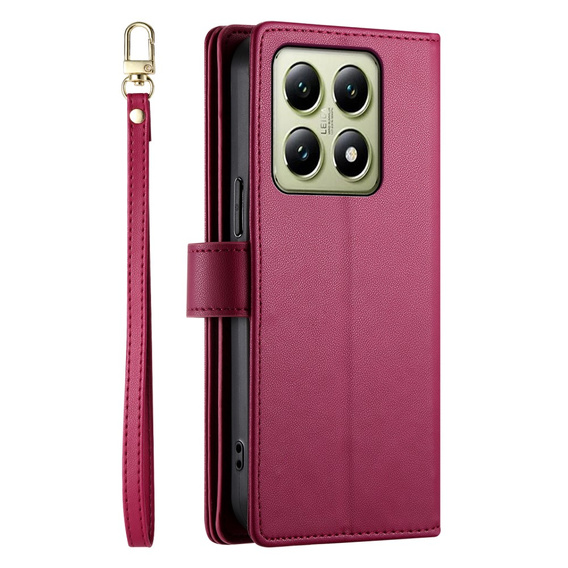 Flip case for Xiaomi 14T, Wallet Zipper Pocket, red