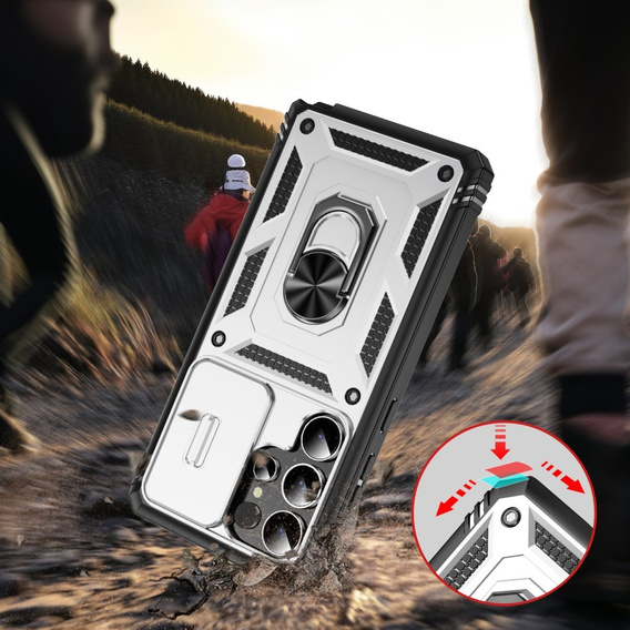 Case for Samsung Galaxy S25 Ultra, KickStand Camera Lens, white