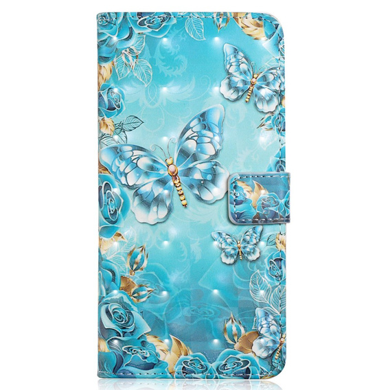 Flip case for Samsung Galaxy A05s, Wallet, Blue Gold Butterflies, blue