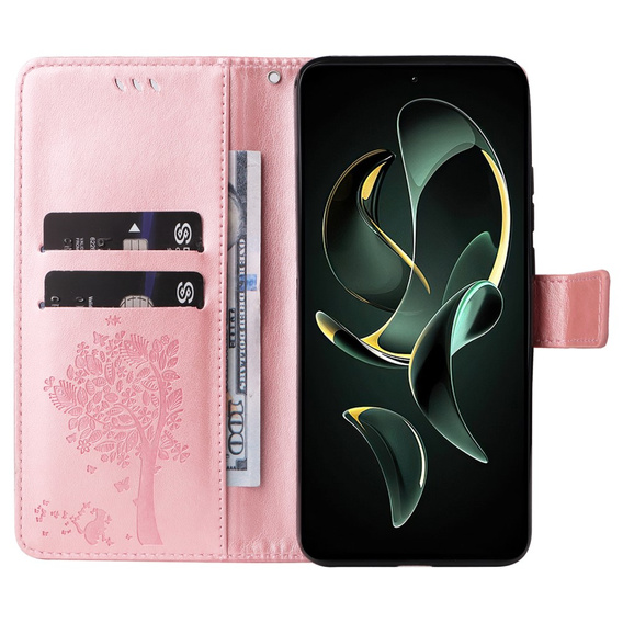 Flip case for Xiaomi 13T / 13T Pro, tree, pink rose gold