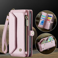 Case CASEME for iPhone16E, RFID Leather Wallet, with shoulder strap, pink