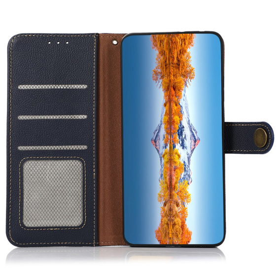 KHAZNEH RFID case for Samsung Galaxy A35 5G, Litchi Texture, blue