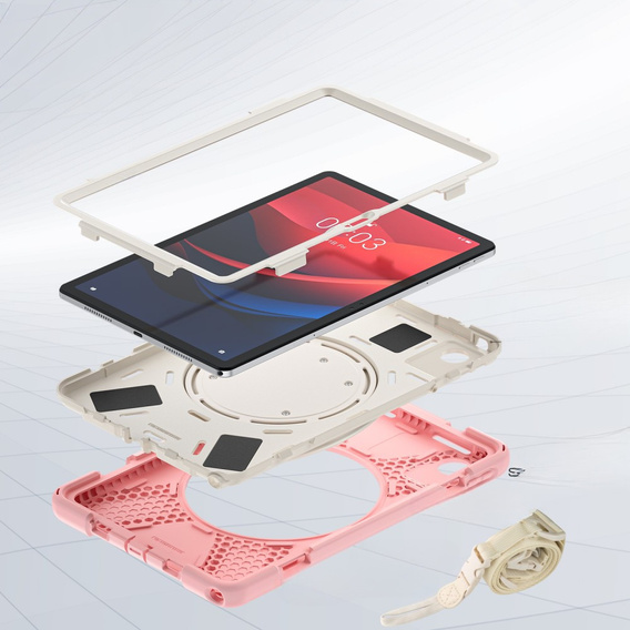 Children's case for Lenovo Tab M11, armored with strap, pink