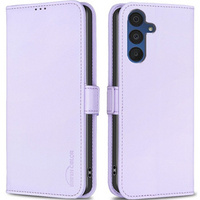 Flip case for Samsung Galaxy A15, BINFEN Wallet, purple + 9H glass